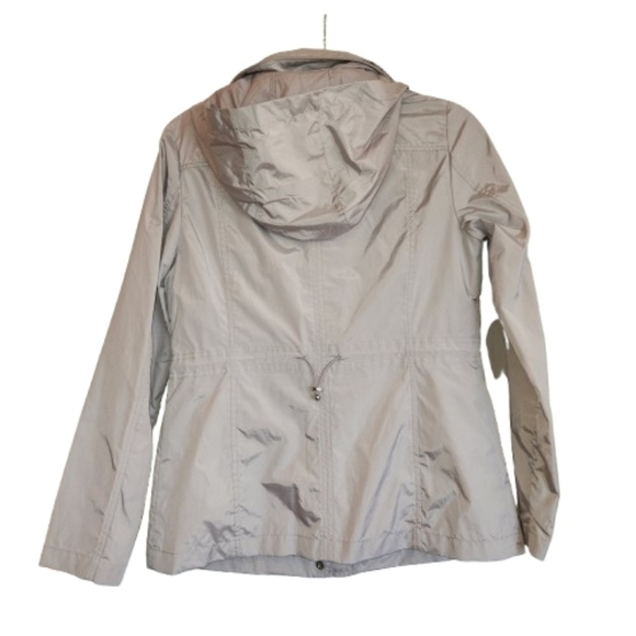 Cole Haan Packable Rain Jacket Size S/P Light Gray Zip Front With Snap Closure - Picture 3 of 15